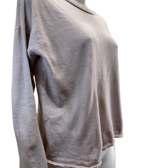 Eileen Fisher blush pink boxy semi cropped wool silk cashmere top - Picture 4 of 5